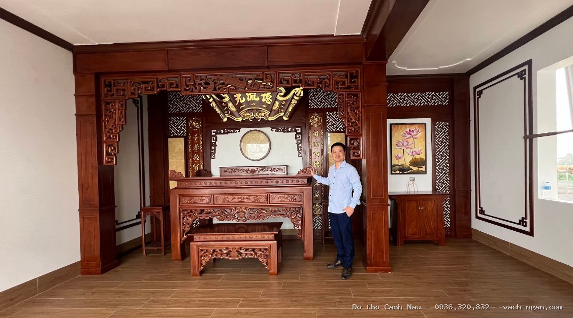 Mẫu phòng thờ gỗ gõ bộ 3 món Nhật Quang